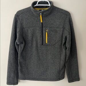 Gray North Face Boys 3/4 pullover with Yellow Accents